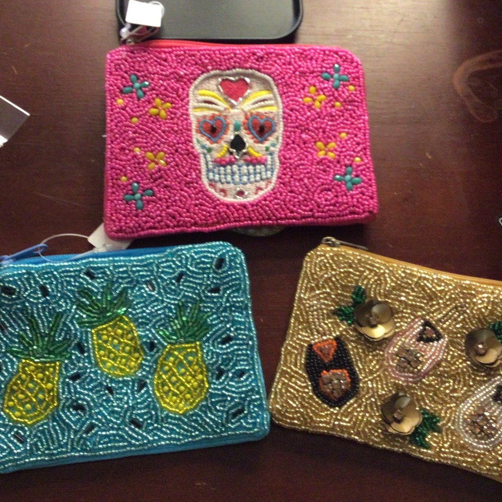 Colorful Beaded Wallet Set of 3